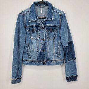 Women's Free People Rumors Denim Jacket Small Light Indigo Blue Jean Cotton‎